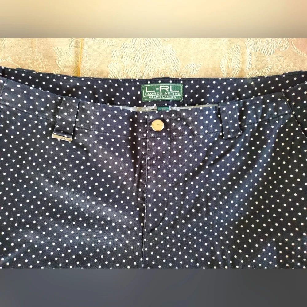 Lauren Ralph Lauren- Navy Polka-dot Pants, Size 16W - Picture 3 of 9